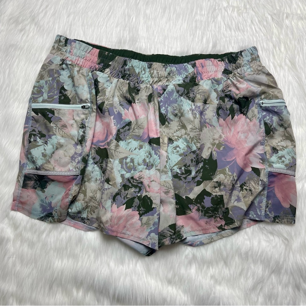 Fabletics Floral Green Running Shorts - image 1